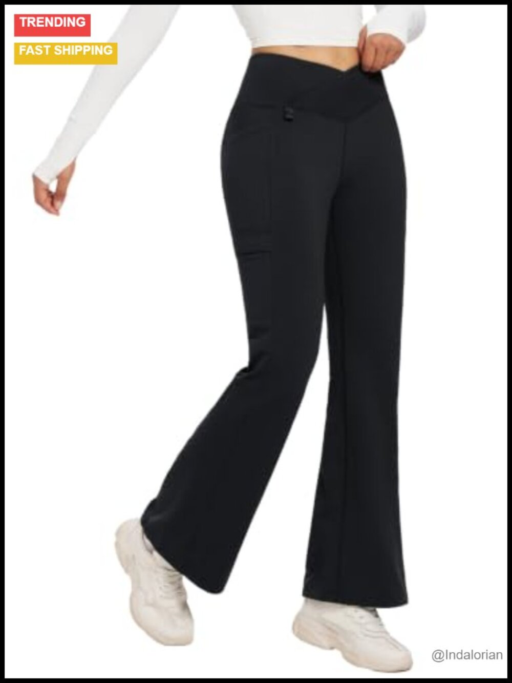 Women's Fleece Lined Hiking Pants, Thermal Water Resistant Crossover Flare